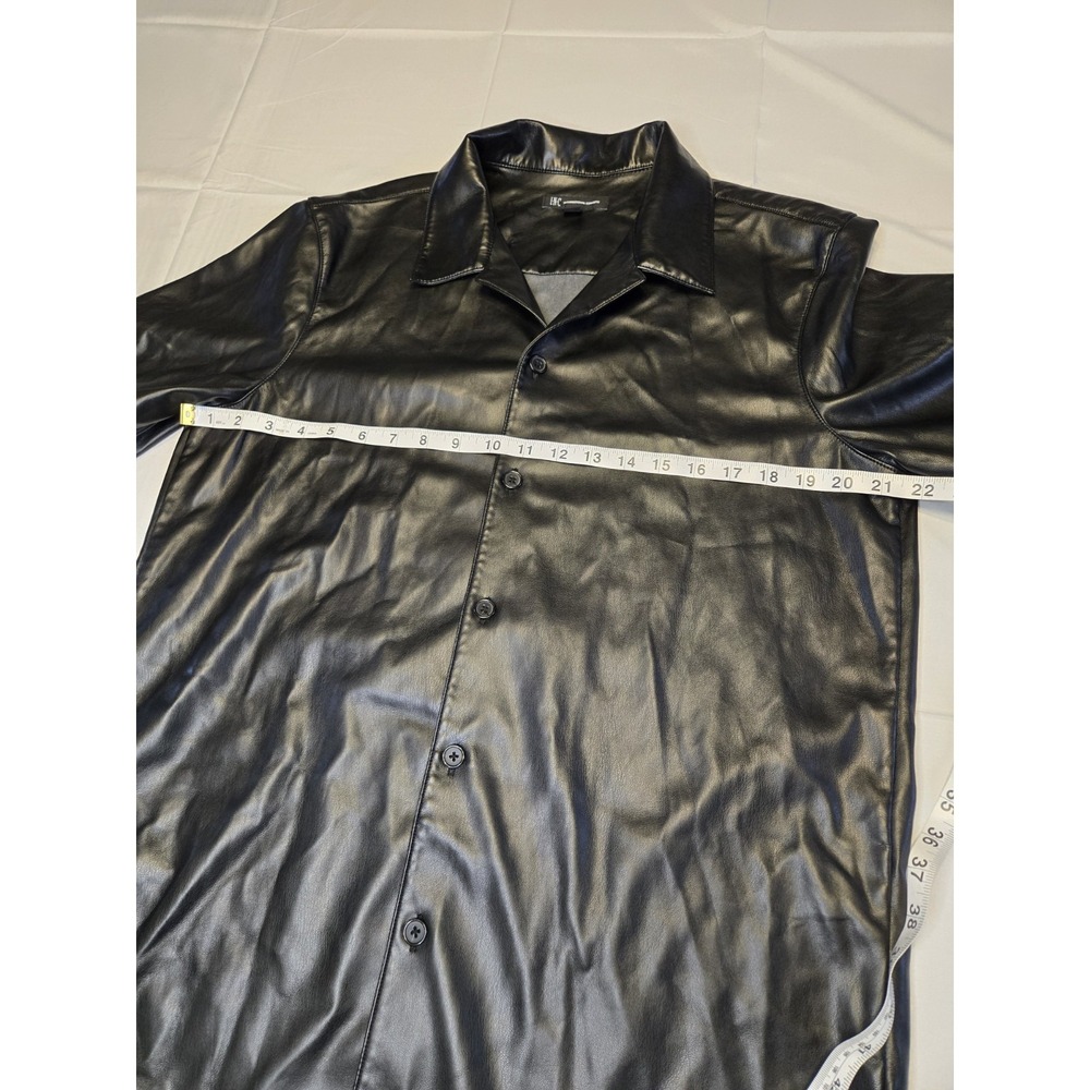 INC‎ International Concepts Mens Jax Reg Fit Button Faux Leather Camp Shirt MED - Picture 5 of 9